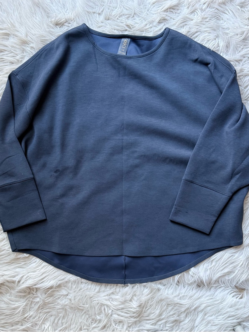 Rhone DreamGlow Pullover Women L Navy Blue Oversized Dolman Athleisure Top